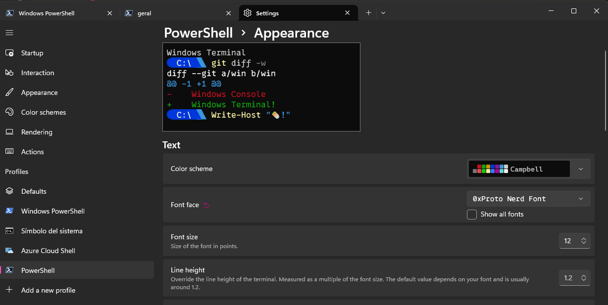 powershell-setting-profile-appearance